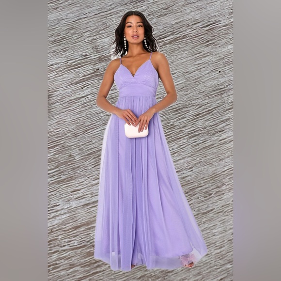 Angelic Entrance Lavender Pleated Tulle Maxi Dress NWT - Picture 3 of 7